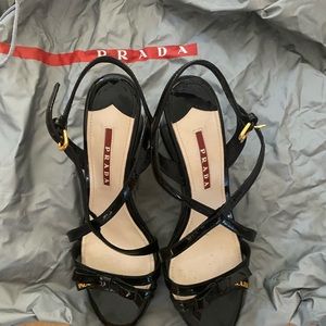 Prada patent leather sandals; barely worn